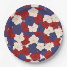 Patriotiska Petunia Pappers Tallrikar