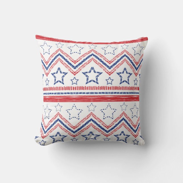 Patriotiska röda blå stammar, amerikanska symboler kudde (Framsida)