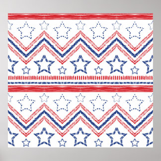 Patriotiska röda blå stammar, amerikanska symboler poster
