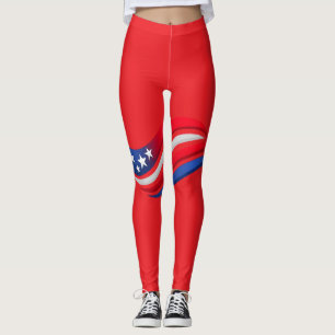 Patriotiska röda vita blå Leggings – USA Stjärnor