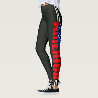 Patriotiska, röda vita & blå, stjärnor & ränder, U Leggings