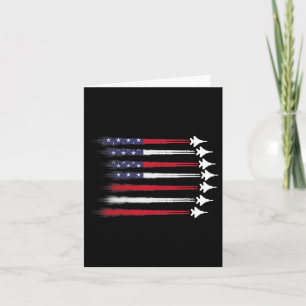 Patriotiska röda vita blå USA flagga stridsflygpla Kort