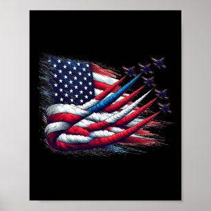 Patriotiska röda vita blå USA-flaggans jaktplan 4 Poster