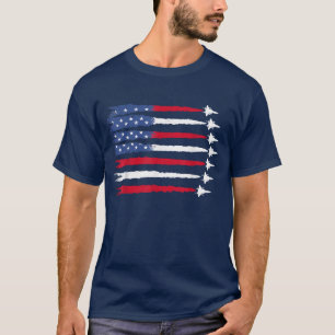 Patriotiska röda vita blå USA-flaggans jaktplan T Shirt
