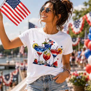 Patriotiska röda, vita och blå cocktails t shirt
