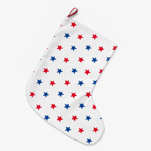 Patriotiska röda vita och blå stjärnor mönster stor julstrumpa