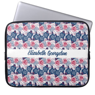 Patriotiska rosstjärnor - röd vit blå laptop fodral