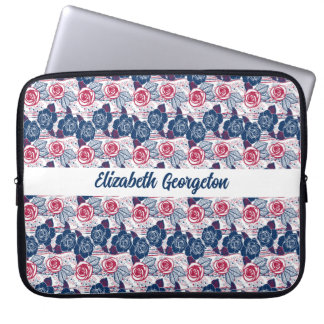 Patriotiska rosstjärnor - röd vit blå laptop fodral