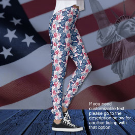 Patriotiska rosstjärnor - röda vita blåa INGEN TEX Leggings