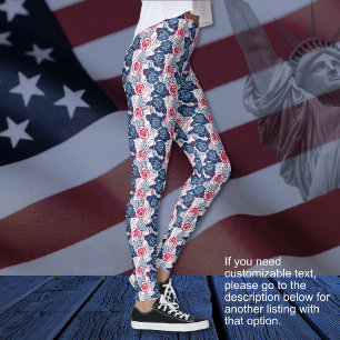 Patriotiska rosstjärnor - röda vita blåa INGEN TEX Leggings