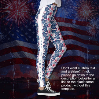 Patriotiska rosstjärnor - röda vita blåa MED TEXT Leggings