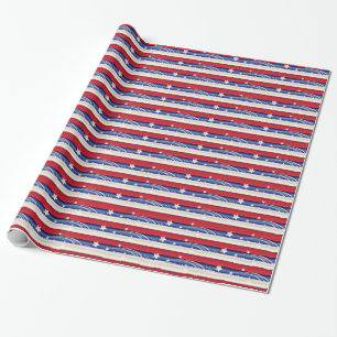 Patriotiska rött, vit och blått presentpapper