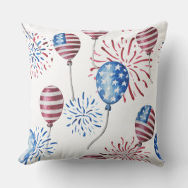 PATRIOTISKA RÖTT VITT BLÅTT AMERIKANSKA BALLOONER KUDDE
