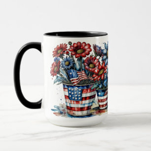 PATRIOTISKA RÖTT VITT BLÅTT AMERIKANSKA FLÖDEN I P MUGG