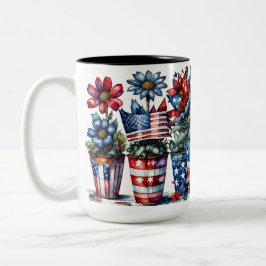 PATRIOTISKA RÖTT VITT BLÅTT AMERIKANSKA FLÖDEN I P Två-Tonad MUGG