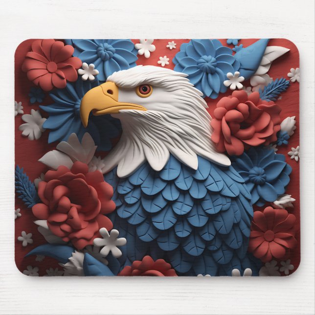 PATRIOTISKA RÖTT VITT BLÅTT AMERIKANSKA ÖRN MUSMATTA (Framsidan)