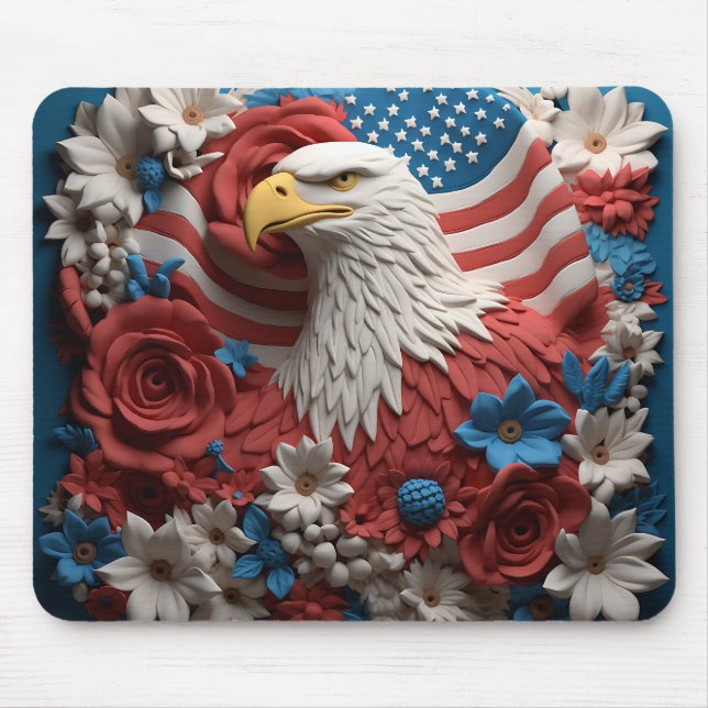 PATRIOTISKA RÖTT VITT BLÅTT AMERIKANSKA ÖRN MUSMATTA (Framsidan)