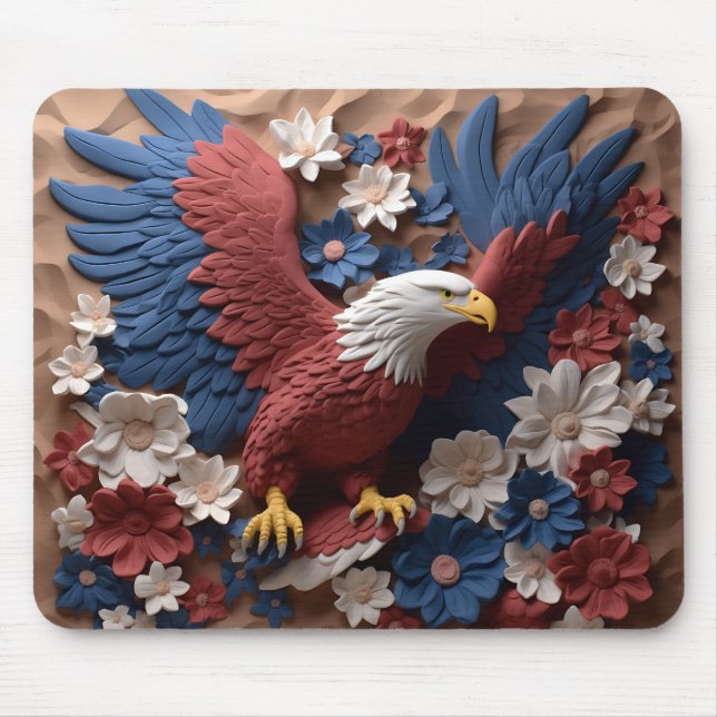 PATRIOTISKA RÖTT VITT BLÅTT AMERIKANSKA ÖRN MUSMATTA (Framsidan)