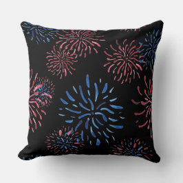 PATRIOTISKA RÖTT VITT BLÅTT FIREWORKS KUDDE