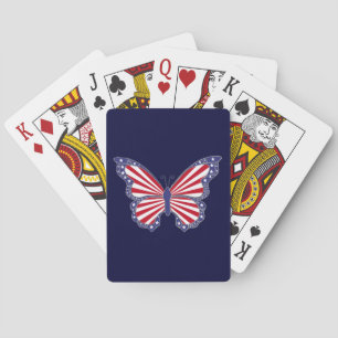 Patriotiska Rött vitt blått fjärilskort Casinokort