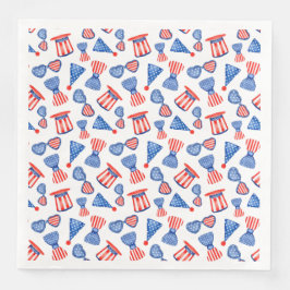 PATRIOTISKA RÖTT VITT BLÅTT HATS-SUNGLAS PAPPERSSERVETT