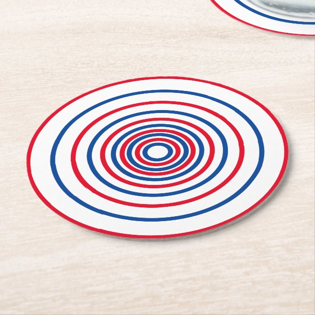 Patriotiska rött vitt blått kretsar rand helgdag underlägg papper rund (Vinklad)