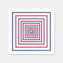 Patriotiska rött vitt blått kvadrater, geometrisk  pappersservett