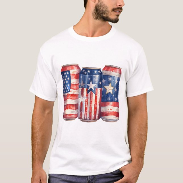 PATRIOTISKA RÖTT VITT BLÅTT NÖTKANALER T SHIRT (Framsida)