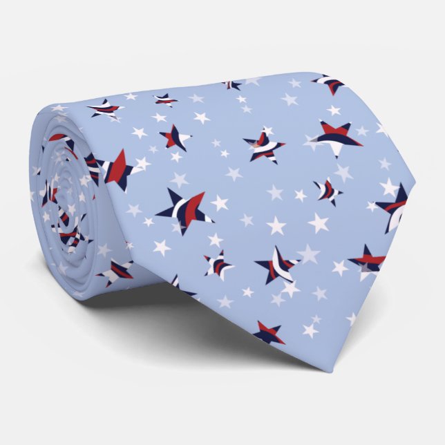 Patriotiska Rött vitt blått spridda banderoller Slips (Rullad)