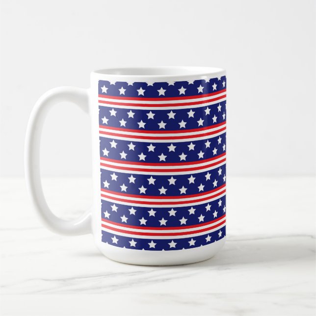 PATRIOTISKA RÖTT VITT BLÅTT STARS & RAND KAFFEMUGG (Vänster)