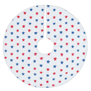 Patriotiska rött vitt blått stjärnor mönster j julgransmatta borstad polyester