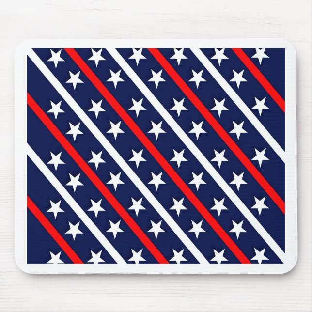 patriotiska rött vitt blått stjärnor musmatta (Framsidan)