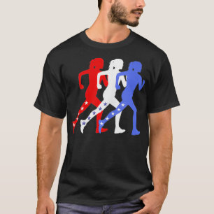 Patriotiska Rött vitt blått stjärnor som kör kvinn T Shirt