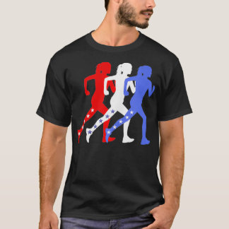Patriotiska Rött vitt blått stjärnor som kör kvinn T Shirt