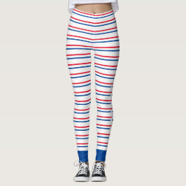Patriotiska Rött vitt blått stripe-lackar Leggings