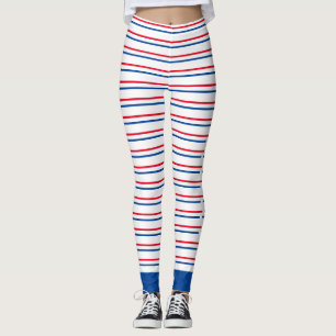 Patriotiska Rött vitt blått stripe-lackar Leggings