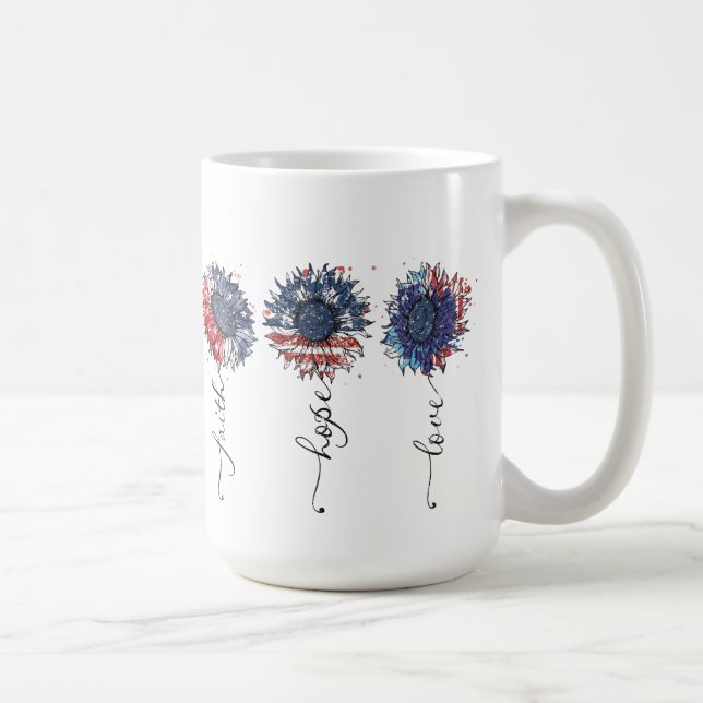 PATRIOTISKA RÖTT VITT BLÅTT SUNFLÖDEN KAFFEMUGG (Höger)
