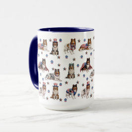 Patriotiska Rough Collies Mugg