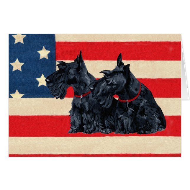 Patriotiska Scotties Hälsningskort (Framsidan Horizontal)