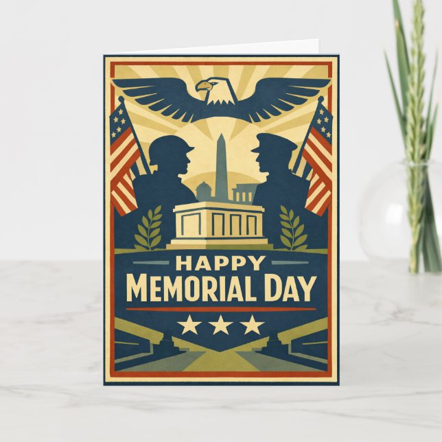Patriotiska silhuetter minnesdag kort (Framsida)