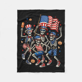 Patriotiska skelett Halloween kuslig rolig present Fleecefilt