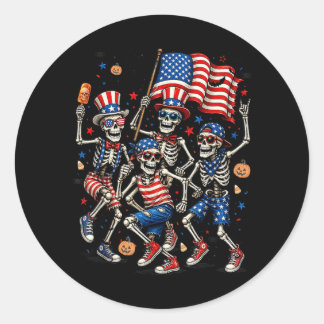 Patriotiska skelett Halloween kuslig rolig present Runt Klistermärke