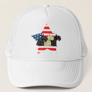 Patriotiska skotska terrier på stjärna keps