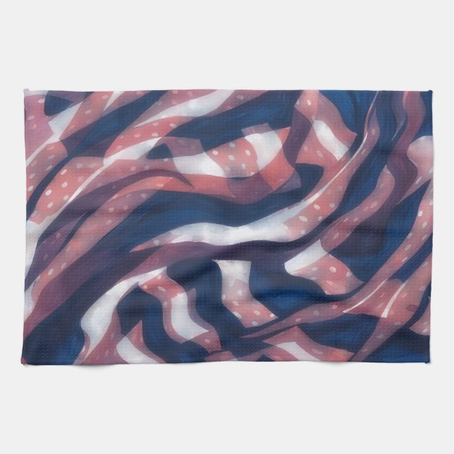 Patriotiska stämningar Artsy kökshandduk (Horisontell)