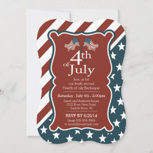 Patriotiska Stars & Rand 4 juli Party Inbjudningar