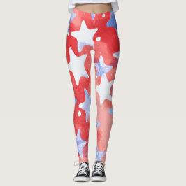 Patriotiska stjärnleggings för 4 juli leggings