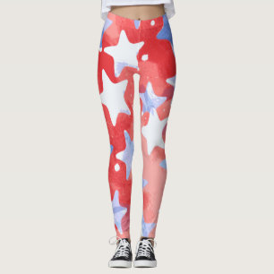 Patriotiska stjärnleggings för 4 juli leggings