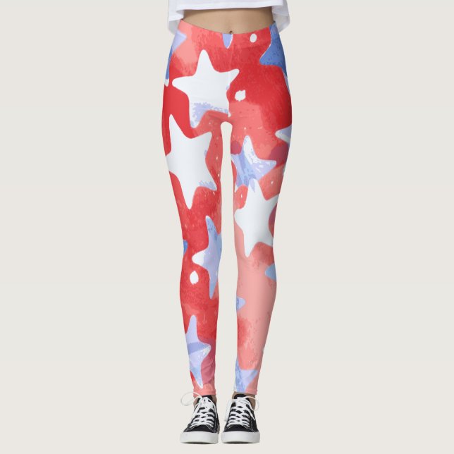 Patriotiska stjärnleggings för 4 juli leggings (Framsida)
