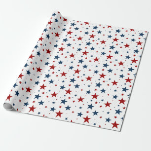 Patriotiska stjärnor i Red White och Blue Mönster Presentpapper