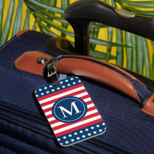 Patriotiska stjärnor och ränder monogram bagagebricka